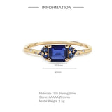 925 Silver Rectangle Zircon Wedding Ring for Lovers