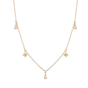 925 Silver Water Drop Star Clavicle Necklace for Women