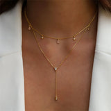 925 Silver Water Drop Star Clavicle Necklace for Women