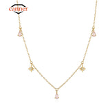 925 Silver Water Drop Star Clavicle Necklace for Women