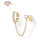 925 Silver Green Zircon Huggie Hoop Ear Stud Earrings