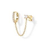 925 Silver Green Zircon Huggie Hoop Ear Stud Earrings