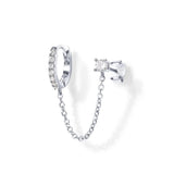 925 Silver Green Zircon Huggie Hoop Ear Stud Earrings