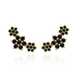 925 Silver Zircon Flower Stud Earrings Women Piercing Jewelry
