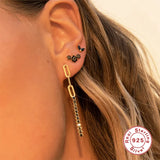 925 Silver Zircon Flower Stud Earrings Women Piercing Jewelry