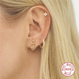 925 Silver CZ Hoop Earrings Zircon Simplicity Huggie Earrings