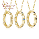 925 Silver CZ Circle Pendant Necklace for Women