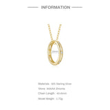 925 Silver CZ Circle Pendant Necklace for Women
