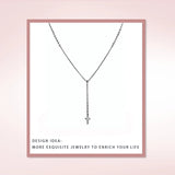 925 Silver Y-Shaped Bead Chain Cross Pendant Necklace for Women