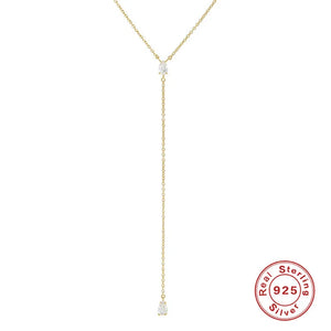 925 Silver Y-shaped Long Clavicle Necklace, Christmas Party Jewelry