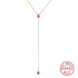 925 Silver Y-shaped Long Clavicle Necklace, Christmas Party Jewelry