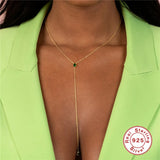 925 Silver Y-shaped Long Clavicle Necklace, Christmas Party Jewelry