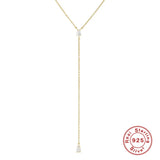 925 Silver Y-shaped Long Clavicle Necklace, Christmas Party Jewelry