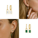 925 Silver Zircon Dangle Circle Earrings Vintage Ear Drop Women's Jewelry