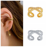 925 Silver Zircon Ear Cuff Clip Earrings No Piercing