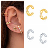 925 Silver Zircon Ear Cuff Clip Earrings No Piercing