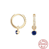 925 Silver Zircon Hoop Earrings Vintage Women's 9mm Jewelry