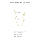 925 Silver Zircon Letters Clavicle Chain Necklace Wedding Gift