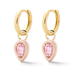 925 Silver Zirconia Dangle Earrings Enamel Huggie Earrings