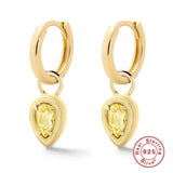 925 Silver Zirconia Dangle Earrings Enamel Huggie Earrings