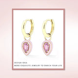 925 Silver Zirconia Dangle Earrings Enamel Huggie Earrings