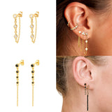 925 Silver Zirconia Tassel Earrings for Women Pendientes Plata 925