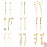 925 Silver Zirconia Tassel Earrings for Women Pendientes Plata 925