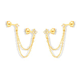 925 Silver Zirconia Tassel Earrings for Women Pendientes Plata 925