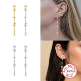 925 Silver Zirconia Tassel Earrings for Women Pendientes Plata 925