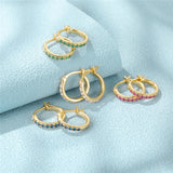 925 Silver Crystal Zircon Round Stud Earrings