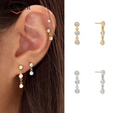 925 Silver Crystal Zircon Cartilage Stud Earrings for Women