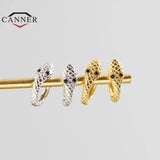 925 Silver Snake Hoop Earrings Zirconia Women Men
