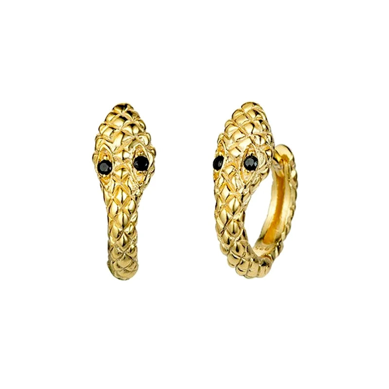 925 Silver Snake Hoop Earrings Zirconia Women Men