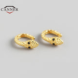 925 Silver Snake Hoop Earrings Zirconia Women Men