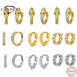 925 Silver Snake Hoop Earrings Zirconia Women Men
