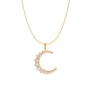 Moon Pendant Necklace 925 Silver with Zircon, Birthday Gift for Girlfriend