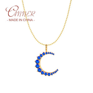 Moon Pendant Necklace 925 Silver with Zircon, Birthday Gift for Girlfriend