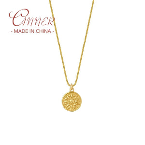 Sunflower Pendant Necklace 925 Sterling Silver Clavicle Chain for Women