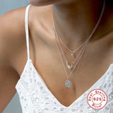 Sunflower Pendant Necklace 925 Sterling Silver Clavicle Chain for Women
