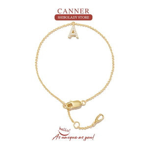 A-Z 26 Letters Bracelet Women 925 Sterling Silver Charm Chain Fine Jewelry