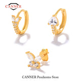 CZ Butterfly Sterling Silver Hoop Earrings 18k Plated Piercing Earings