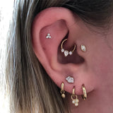 Zircon 925 Silver Round Piercing Cartilage Hoop Earrings Nose Ring