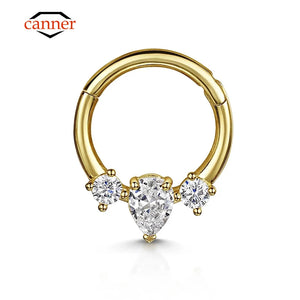 Zircon 925 Silver Round Piercing Cartilage Hoop Earrings Nose Ring