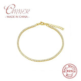 925 Silver CZ Tennis Chain Bracelet Women Mothers Gift