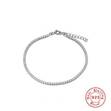 925 Silver CZ Tennis Chain Bracelet Women Mothers Gift