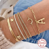 925 Silver CZ Tennis Chain Bracelet Women Mothers Gift