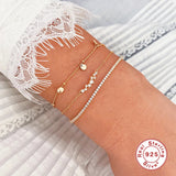 925 Silver CZ Tennis Chain Bracelet Women Mothers Gift