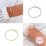 925 Silver CZ Tennis Chain Bracelet Women Mothers Gift
