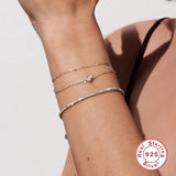 925 Silver CZ Tennis Chain Bracelet Women Mothers Gift
