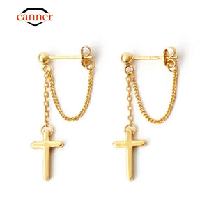 925 Sterling Silver Cross Earrings Studs for Women
